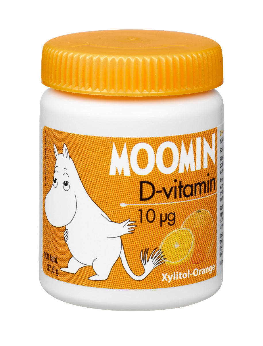Moomin D-vitamiini Xylitol-appelsiini 10 mikrog (100 tabl)