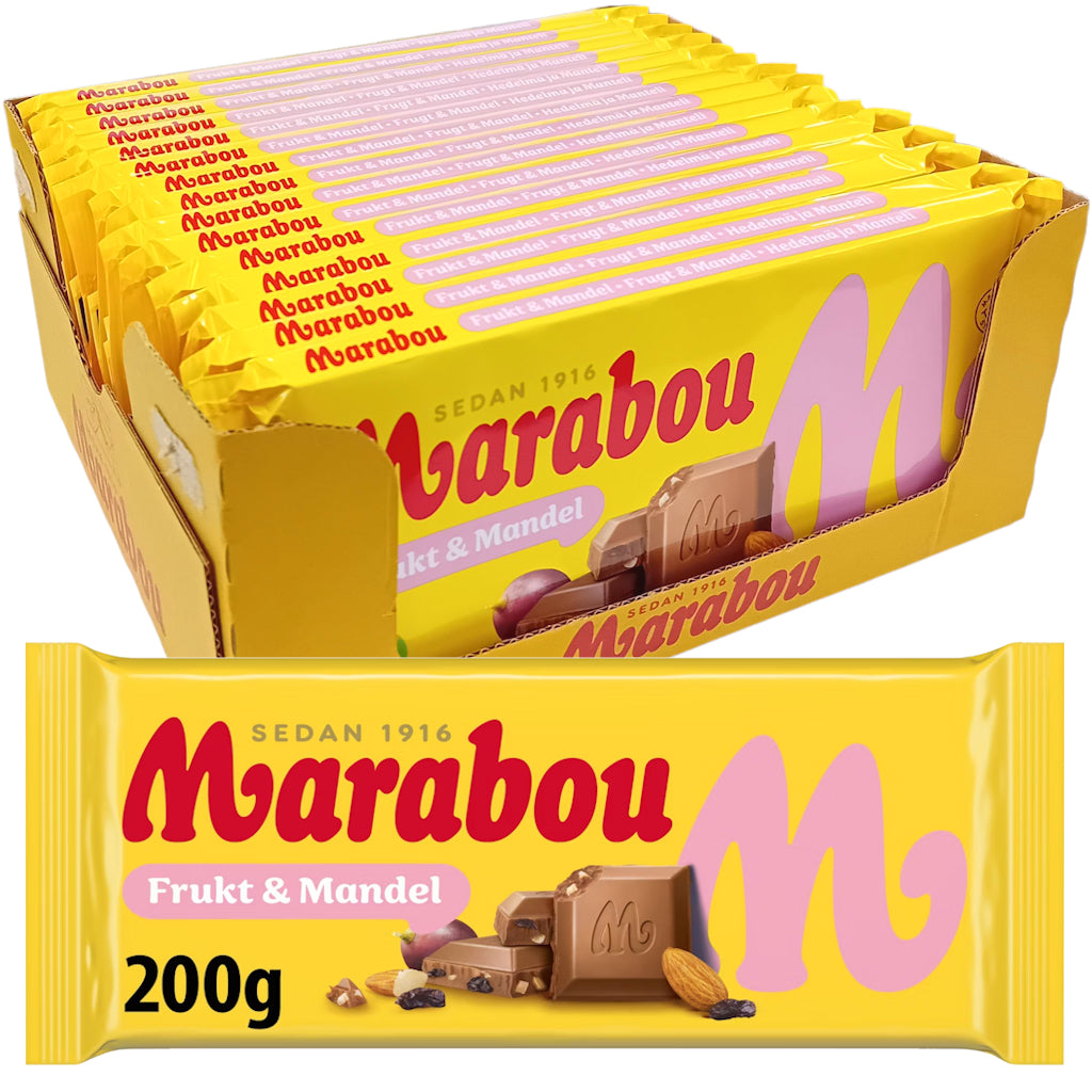 Marabou Frukt & Mandel suklaalevy 200g x 15kpl