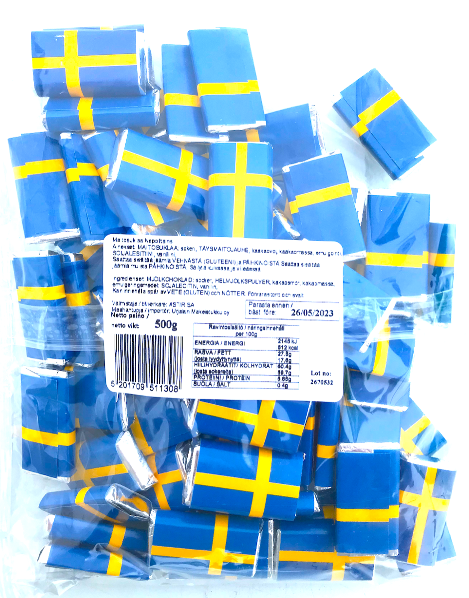 Ruotsin lippu maitosuklaapalat 75 kpl