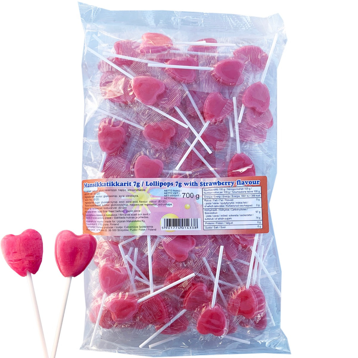 Sydäntikkari pinkki mansikka 700g
